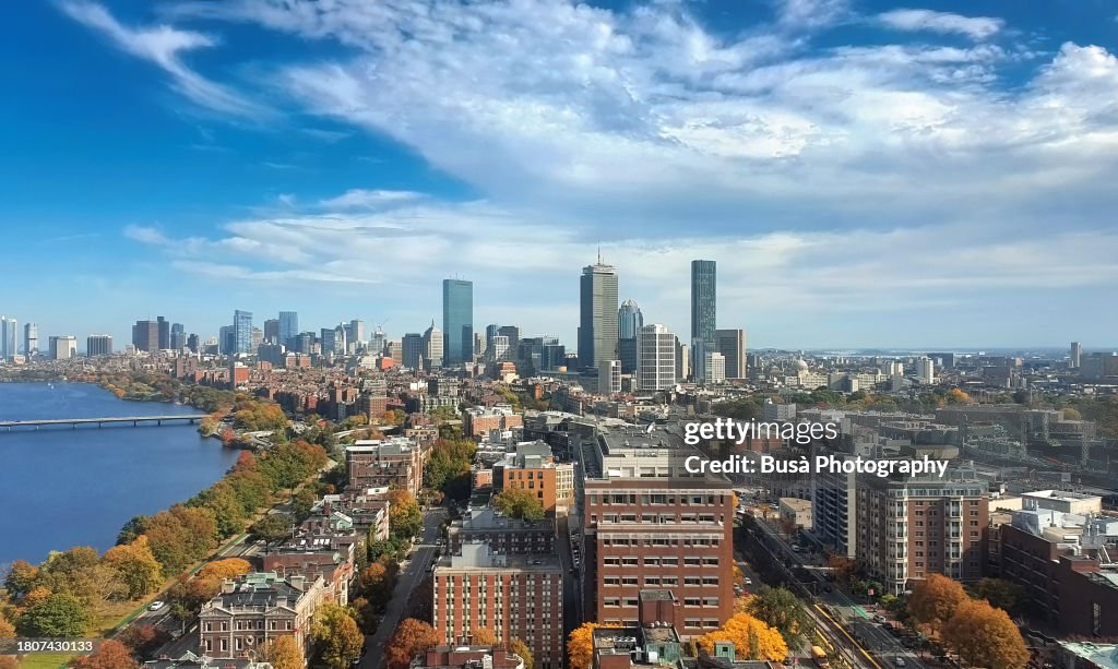 Panoramic aerial view of Boston, Massachussets