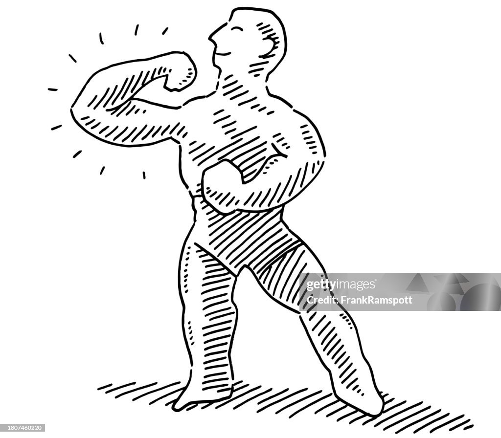 Musculation Drawing Muscle Posing Bodybuilder Drawing High-Res Vector Graphic - Getty Images