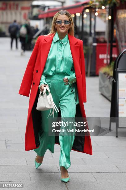 Ashley Roberts leaving Heart Breakfast Radio Studios on November 22, 2023 in London, England.