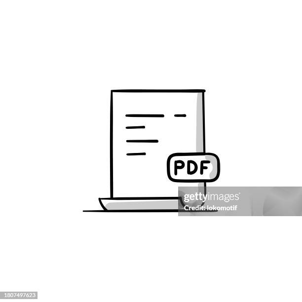 adobe acrobat pdf file sketchy doodle vector line icon with editable stroke. the icon is suitable for web design, mobile apps, ui, ux, and gui design. - adobe icons stock illustrations