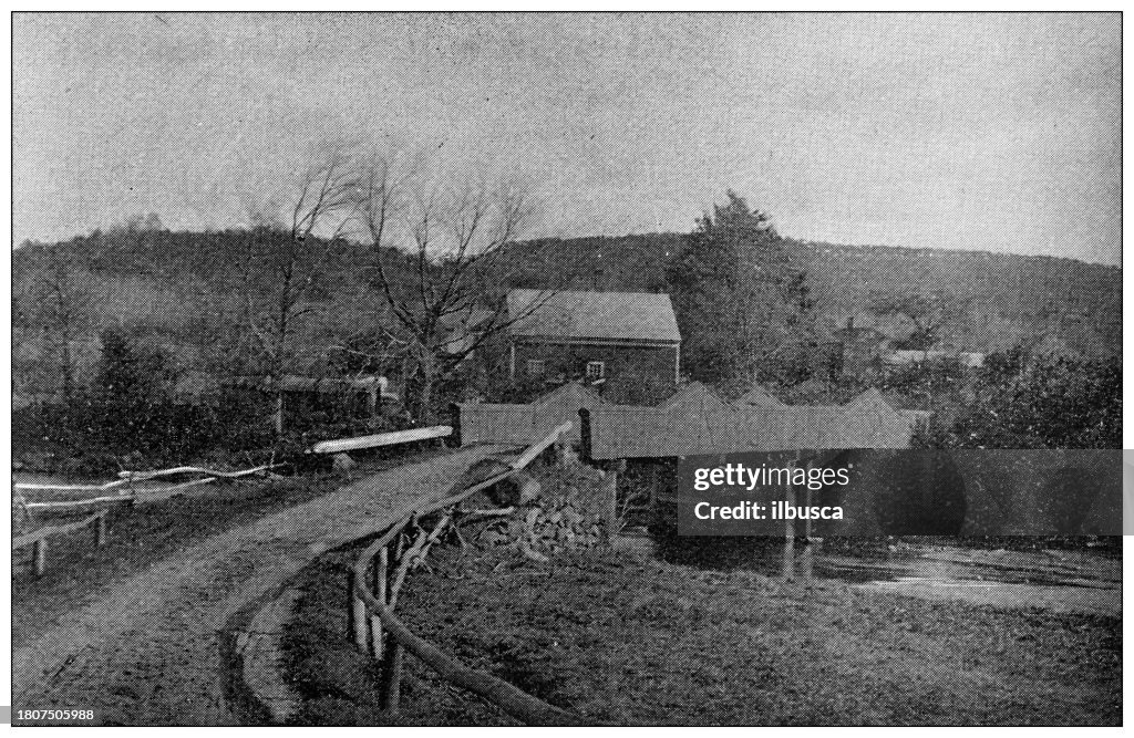 Imagen antigua del condado de Hampden, Massachusetts: puente de West Brimfield