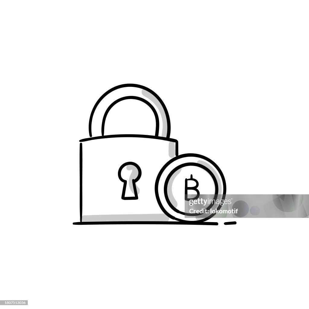 Blockchain Security Sketchy Doodle Vector Line Icon with Editable Stroke. The Icon is suitable for web design, mobile apps, UI, UX, and GUI design.