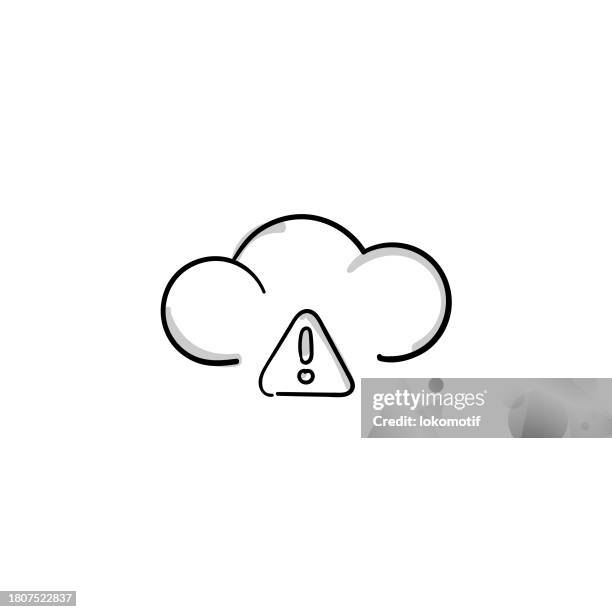 cloud computing error sketchy doodle vector line icon with editable stroke. the icon is suitable for web design, mobile apps, ui, ux, and gui design. - broken computer stock illustrations