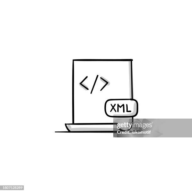 xml file sketchy doodle vector line icon with editable stroke. the icon is suitable for web design, mobile apps, ui, ux, and gui design. - web designer white background stock illustrations