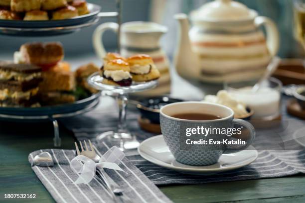 afternoon tea for two - fall afternoon tea party stock pictures, royalty-free photos & images