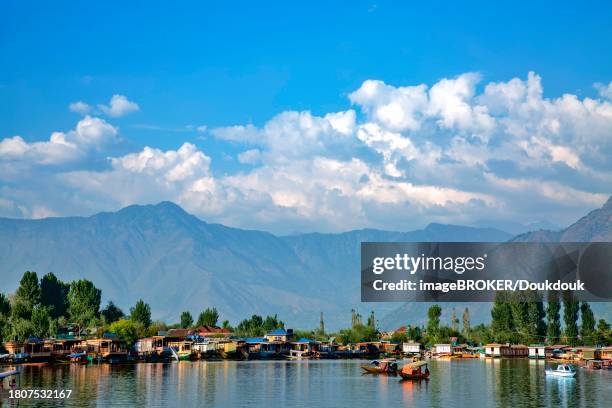 shikars boat on dale lake in srinagar, jammu kashmir, india - valle de cachemira fotografías e imágenes de stock
