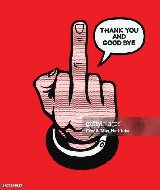 ilustraciones, imágenes clip art, dibujos animados e iconos de stock de dedo medio estilo pop art - thank you cartoon