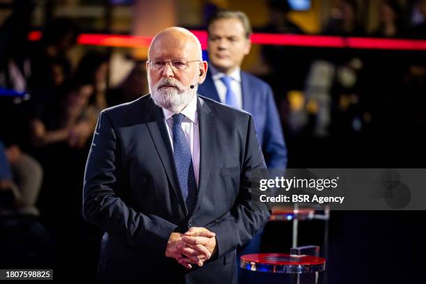 GroenLinks PvdA leader Frans Timmermans is seen during the Final Debate the night ahead of the Dutch General Elections on November 21, 2023 in The...