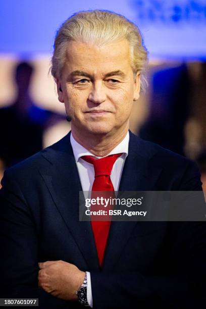 Leader Geert Wilders is seen during the Final Debate the night ahead of the Dutch General Elections on November 21, 2023 in The Hague, Netherlands....