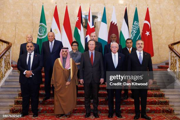 British Foreign Secretary David Cameron poses with Secretary-General of the Arab League, Ahmed Aboul Gheit , Minister of Foreign Affairs of Egypt...