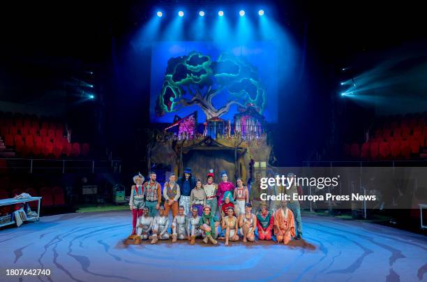 Family photo of the cast during the presentation of the magic of Circo Price at Christmas, at the Teatro Circo Price, on 22 November, 2023 in Madrid,...