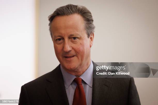 British Foreign Secretary David Cameron waits to greet Arab and Islamic counterparts at Lancaster House on November 22, 2023 in London, England. The...