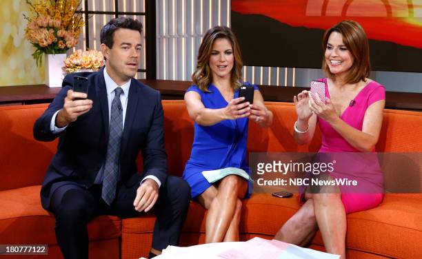 Carson Daly, Natalie Morales and Savannah Guthrie appear on NBC News' "Today" show --