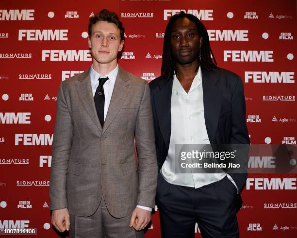 George MacKay and Nathan Stewart-Jarrett attend the "Femme" Gala Screening at Rio Dalston on November 28, 2023 in London, England.