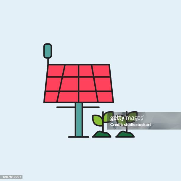 sun and solar panel with leaf - solar panel worker stock illustrations