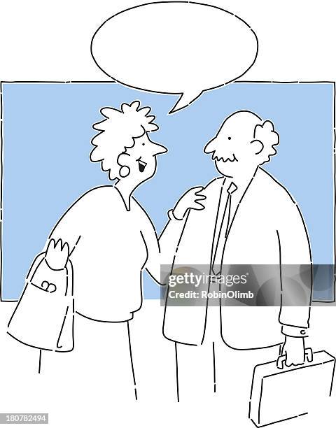 couple talking - mature couple talking stock illustrations