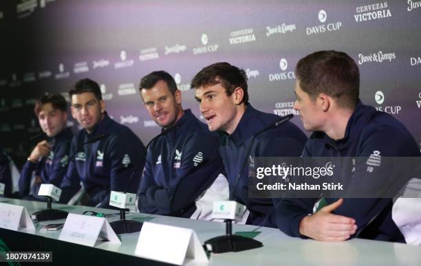 Jack Draper of Great Britain during a press conference prior to the Davis Cup final at Palacio de Deportes Jose Maria Martin Carpena on November 22,...