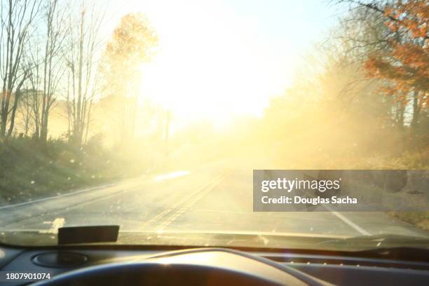 blinding sun glare on the vehicle windshield - car blinker stock pictures, royalty-free photos & images