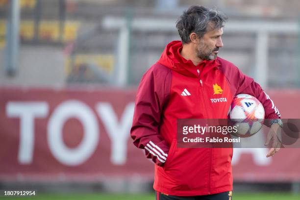 Roma coach Alessandro Spugna during a training session at Stadio Tre Fontane on November 22, 2023 in Rome, Italy.