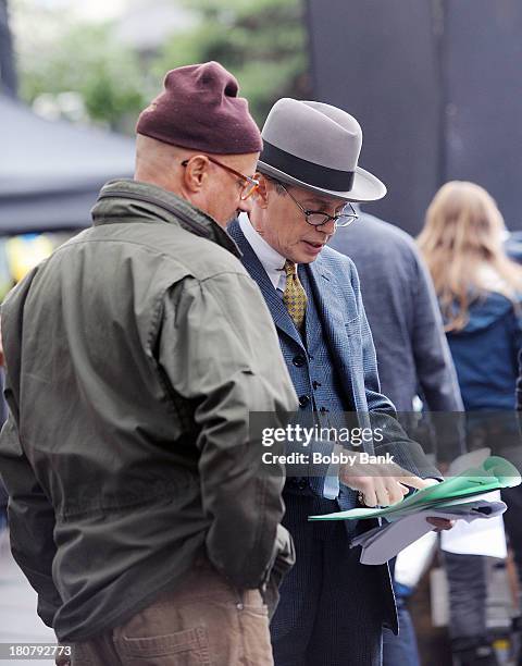 Actor Steve Buscemi and director Timothy Van Pattenon the set of "Boardwalk Empire" on September 16, 2013 in Brooklyn, New York.