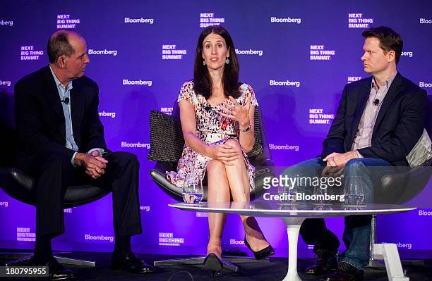 Don Kingsborough, vice president of retail and prepaid products at PayPal Inc., from left, Michelle Peluso, center, chief executive officer of Gilt...