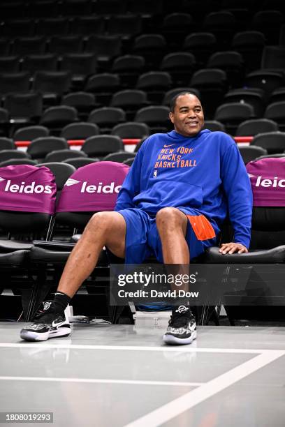 Assistant Coach Othella Harrington of the New York Knicks looks on before the game on November 17, 2023 at Capital One Arena in Washington, DC. NOTE...