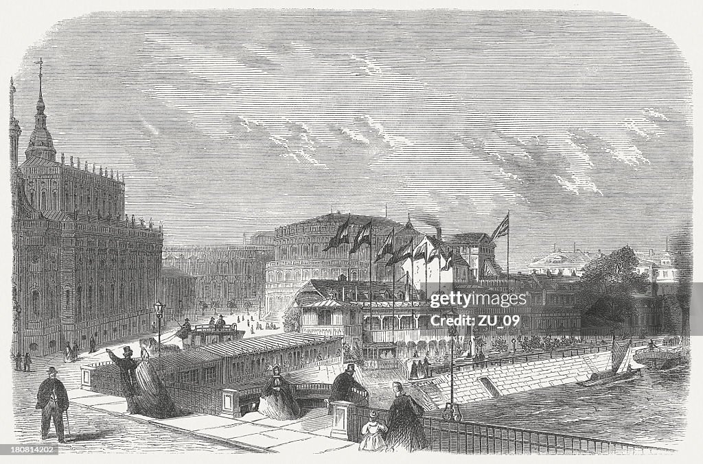Dresden, Helbig's Establishment (Italienisches Dörfchen), wood engraving, published in 1864