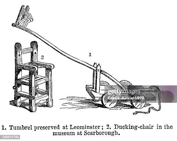 ducking or cucking stool - ducking stock illustrations