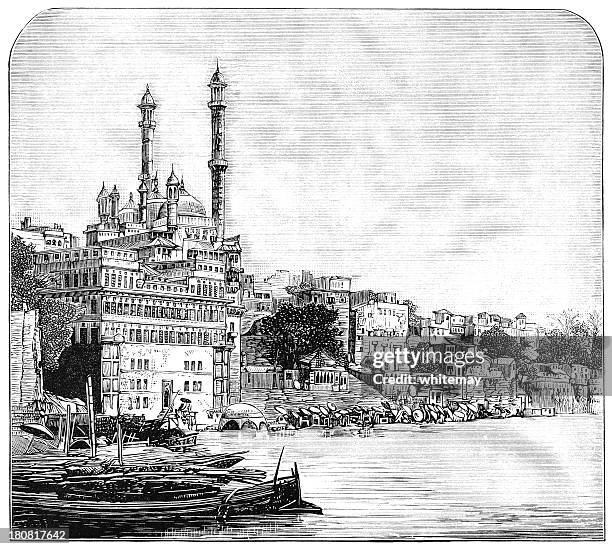 ilustraciones, imágenes clip art, dibujos animados e iconos de stock de victoriano benares, india-grabado - uttar pradesh