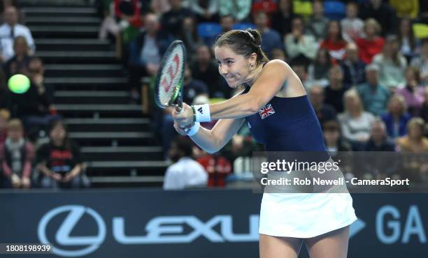 Great Britain's Jodie Burrage during her match against Sweden's Kajsa Rinaldo Persson during day 1 of the Billie Jean King Cup Play-Off match between...