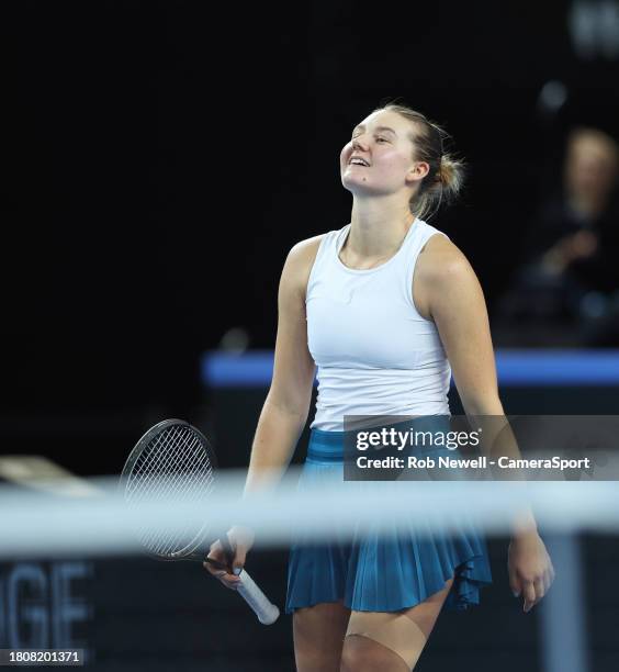 Sweden's Kajsa Rinaldo Persson after winning her match against Great Britain's Jodie Burrage during day 1 of the Billie Jean King Cup Play-Off match...