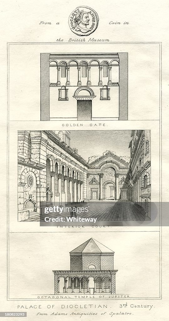 Palace of Diocletian Split Croatia 18th century illustration