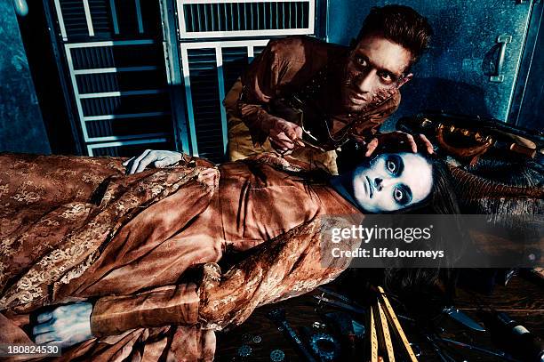 mad doctor makes himself a wife - frankenstein stock pictures, royalty-free photos & images