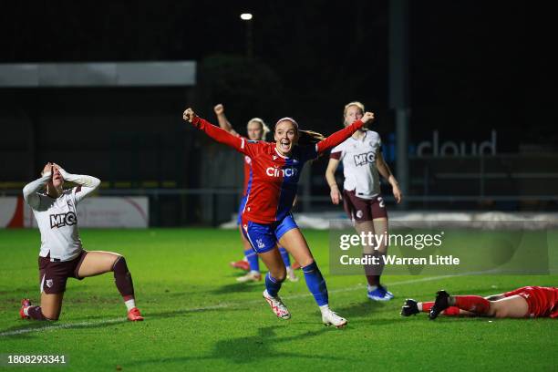 Kirsten Reilly of Crystal Palace scores the team's first goal during the FA Women's Continental Tyres League Cup match between Crystal Palace and...