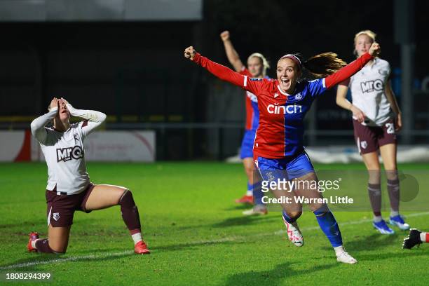 Kirsten Reilly of Crystal Palace scores the team's first goal during the FA Women's Continental Tyres League Cup match between Crystal Palace and...
