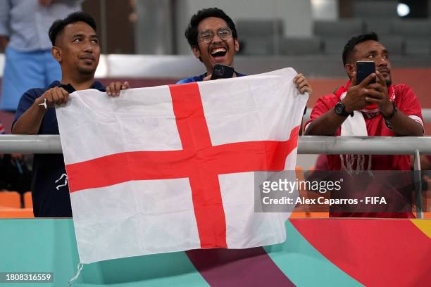 England fans are seen during the FIFA U-17 World Cup Group C match between England and IR Iran at Jakarta International Stadium on November 14, 2023...