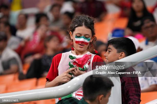 Iran fans are seen during the FIFA U-17 World Cup Group C match between England and IR Iran at Jakarta International Stadium on November 14, 2023 in...