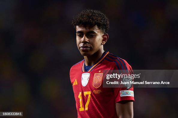 Lamine Yamal of Spain looks on during the UEFA EURO 2024 European