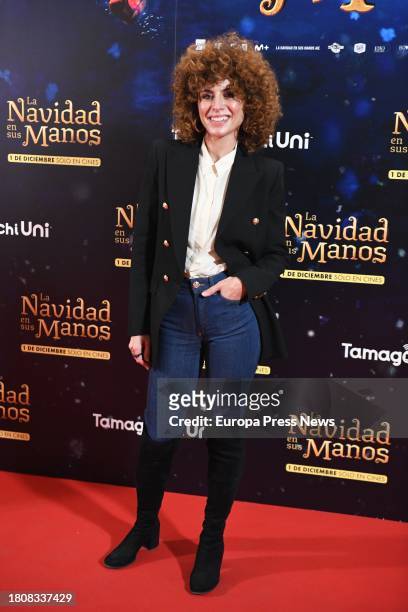 Actress Cayetana Cabezas, poses at a photocall prior to the premiere of 'La Navidad en sus manos', at the Callao Cinemas, on 22 November, 2023 in...