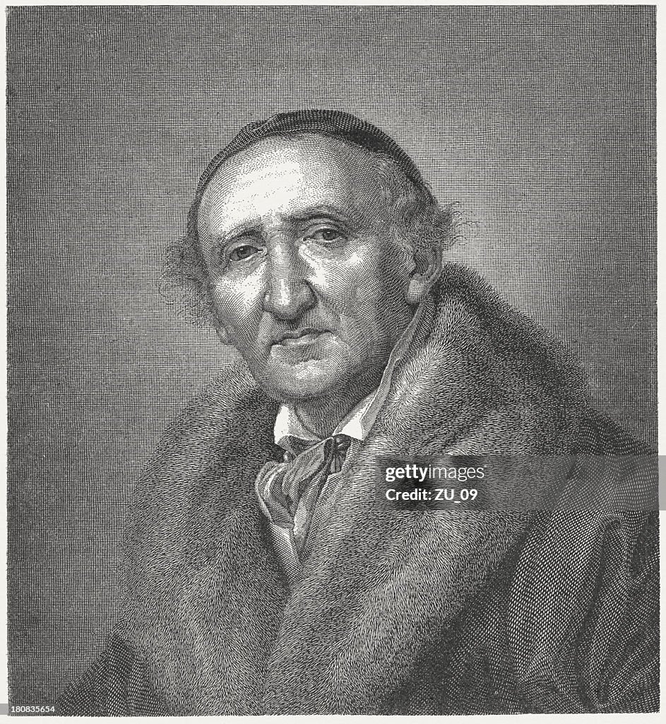 Johann Gottfried Schadow (1764-1850), German sculptor, wood engraving, published 1882