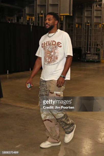 Malik Beasley of the Milwaukee Bucks arrives to the arena before the game against the Miami Heat during the In-Season Tournament on November 21, 2023...