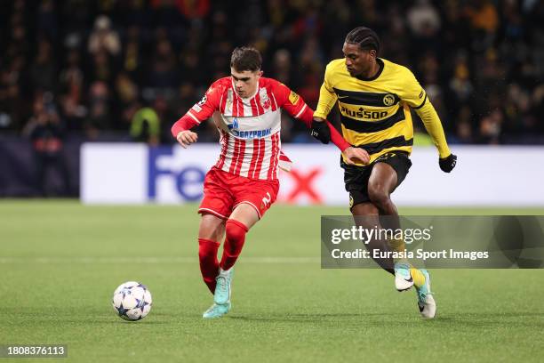 Kosta Nedeljkovic of Crvena zvezda against Joel Monteiro of Young Boys during the UEFA Champions League Group Stage match between BSC Young Boys and...