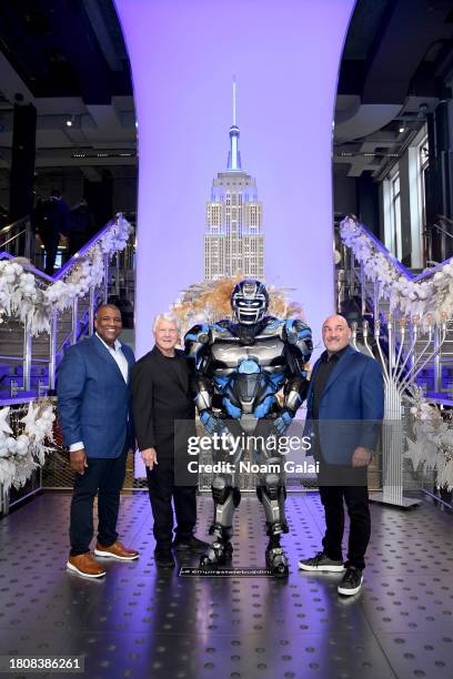 Curt Menefee, Jimmy Johnson, Cleatus and Jay Glazer visit the Empire State Building in honor of 30 Years of NFL on FOX at The Empire State Building...