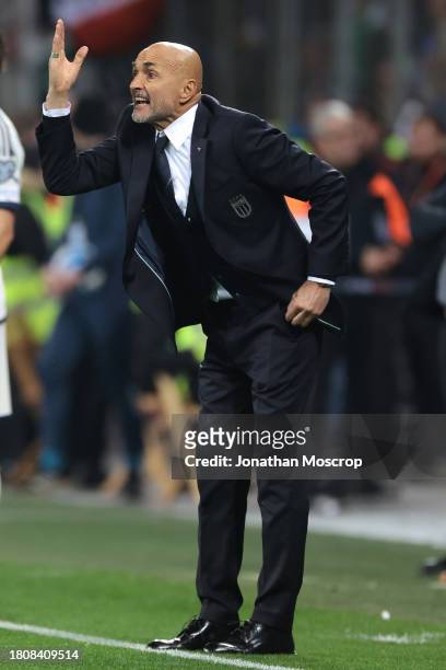 Luciano Spalletti Head coach of Italy reacts during the UEFA EURO 2024 European qualifier match between Ukraine and Italy at BayArena on November 20,...