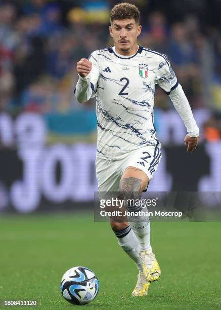 Giovanni Di Lorenzo of Italy during the UEFA EURO 2024 European qualifier match between Ukraine and Italy at BayArena on November 20, 2023 in...