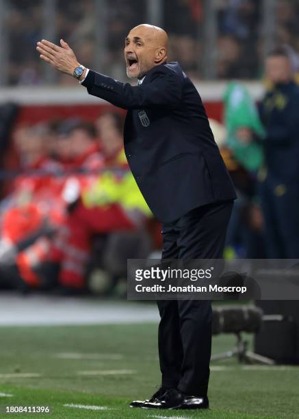 Luciano Spalletti Head coach of Italy reacts during the UEFA EURO 2024 European qualifier match between Ukraine and Italy at BayArena on November 20,...