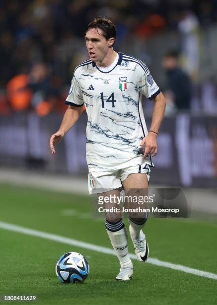 Federico Chiesa of Italy during the UEFA EURO 2024 European qualifier match between Ukraine and Italy at BayArena on November 20, 2023 in Leverkusen,...