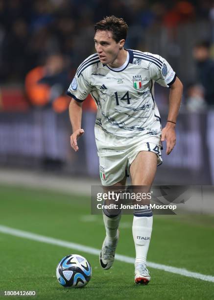 Federico Chiesa of Italy during the UEFA EURO 2024 European qualifier match between Ukraine and Italy at BayArena on November 20, 2023 in Leverkusen,...