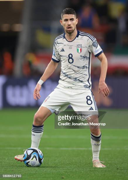 Jorginho of Italy during the UEFA EURO 2024 European qualifier match between Ukraine and Italy at BayArena on November 20, 2023 in Leverkusen,...