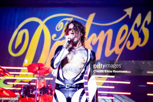 Justin Hawkins of The Darkness performs in concert at AB, Ancienne Belgique on November 22, 2023 in Brussels, Belgium.